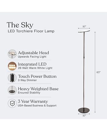 Brightech Sky LED Torchiere Floor Lamp with Adjustable Head - Gunmetal ...