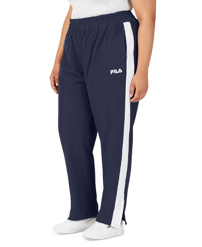 Fila Plus Size Jovia Mid-Rise Contrast-Trim Track Pants - Macy's
