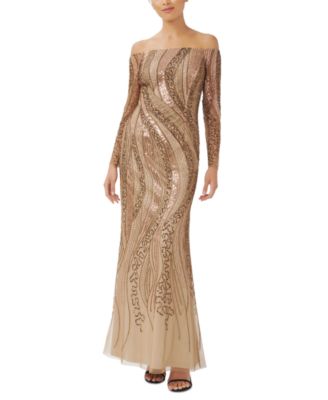 Adrianna Papell - Women's Beaded Off-The-Shoulder Gown