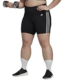 Essentials Plus Size 3-Stripes High-Waisted Shorts 