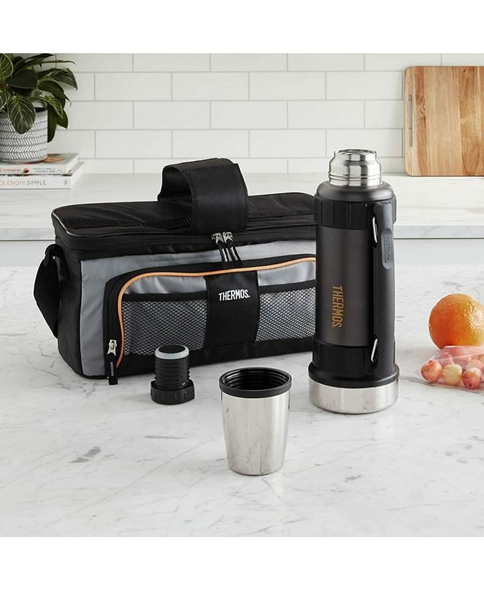 Thermos Lunch Lugger Cooler And Beverage Bottle Combination Set Gray