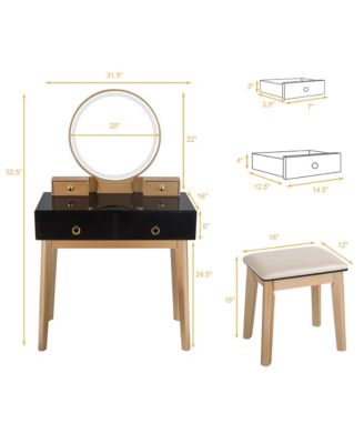 Makeup Vanity Table 3 Color Lighting Modes Jewelry Dressing