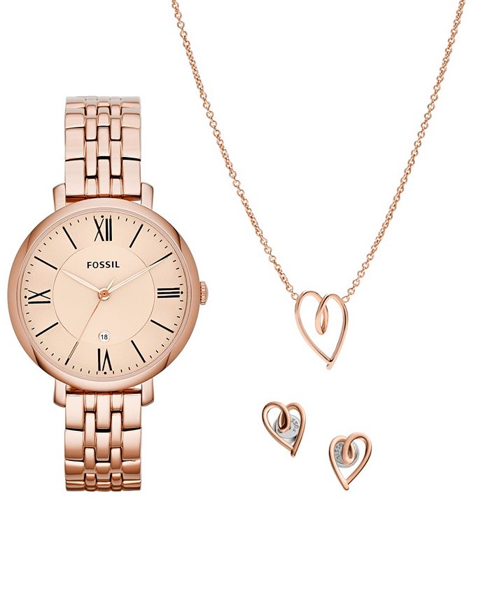 Fossil Women s Jacqueline Three Hand Date Rose Gold Tone