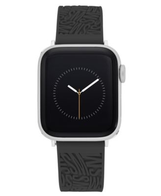 Women's Black Silicone Debossed Swirl Logo Band designed for Apple Watch&reg; 42mm (Series 1-3 only) & 44/45/46/49mm (Ultra & Ultra 2)
