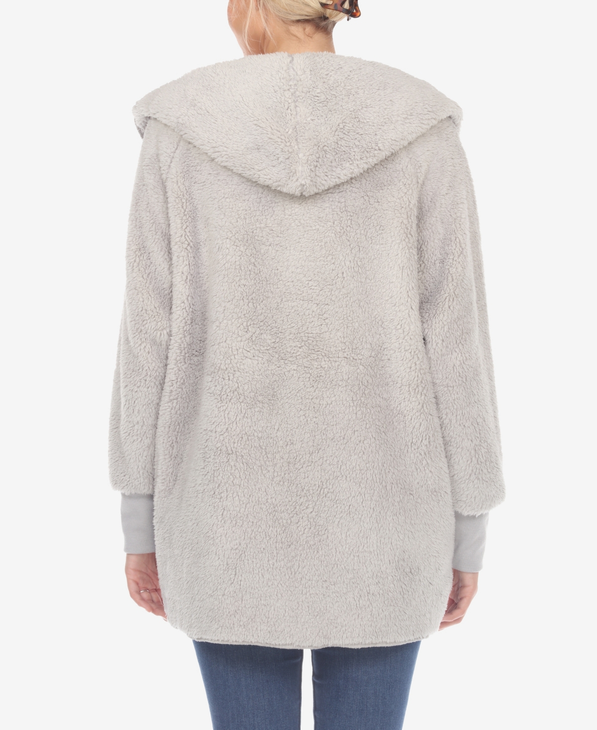 White Mark Women's Plush Hooded with Pockets Jacket