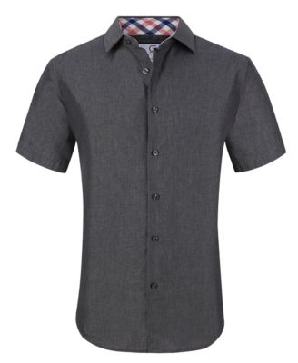 Men's Slim Fit Linen Look Short Sleeve Button Down Shirt