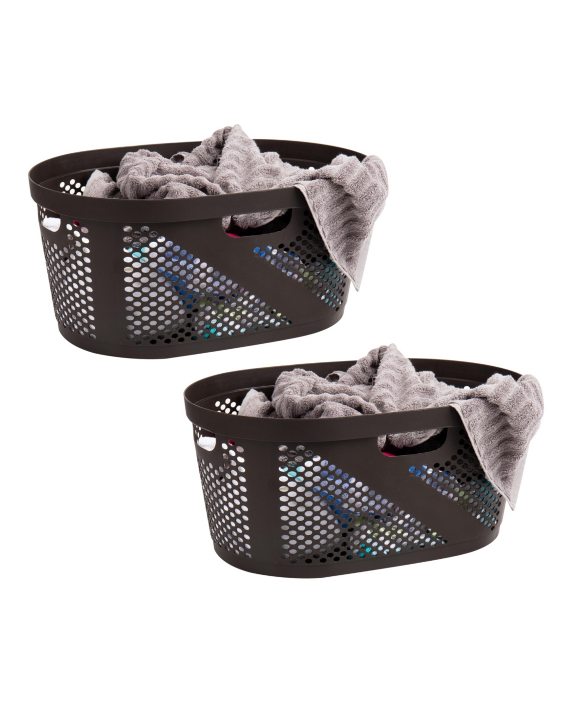 Mind Reader Basket Collection, Laundry Basket, 40 Liter (10kg/22lbs) Capacity, Cut Out Handles, Set Of 2 In Brown