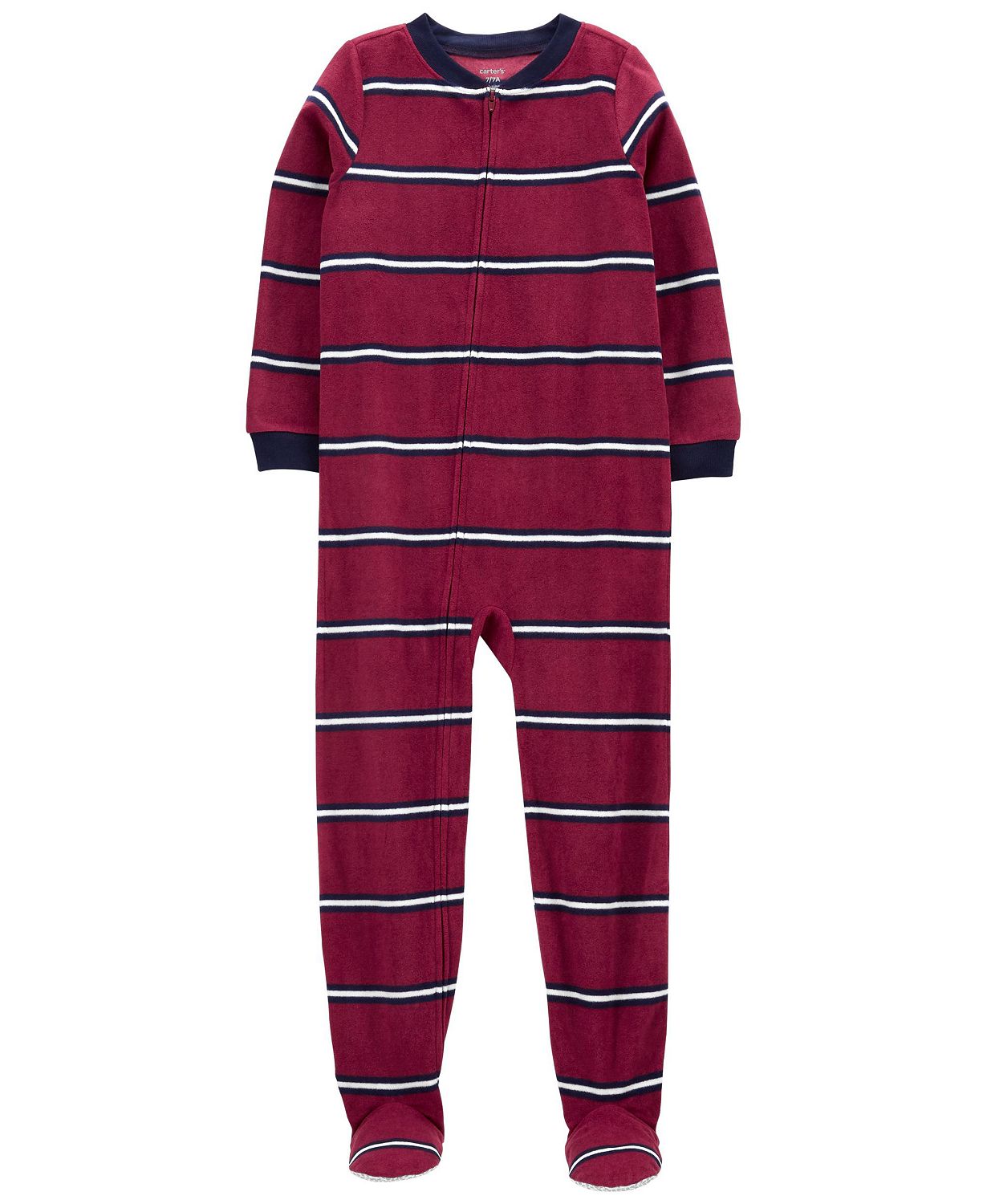 Little Boys One-Piece Stripes Fleece Footie Pajama