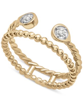 Wrapped - Diamond Double Band Cuff Ring (1/6 ct. t.w.) in 10k Gold