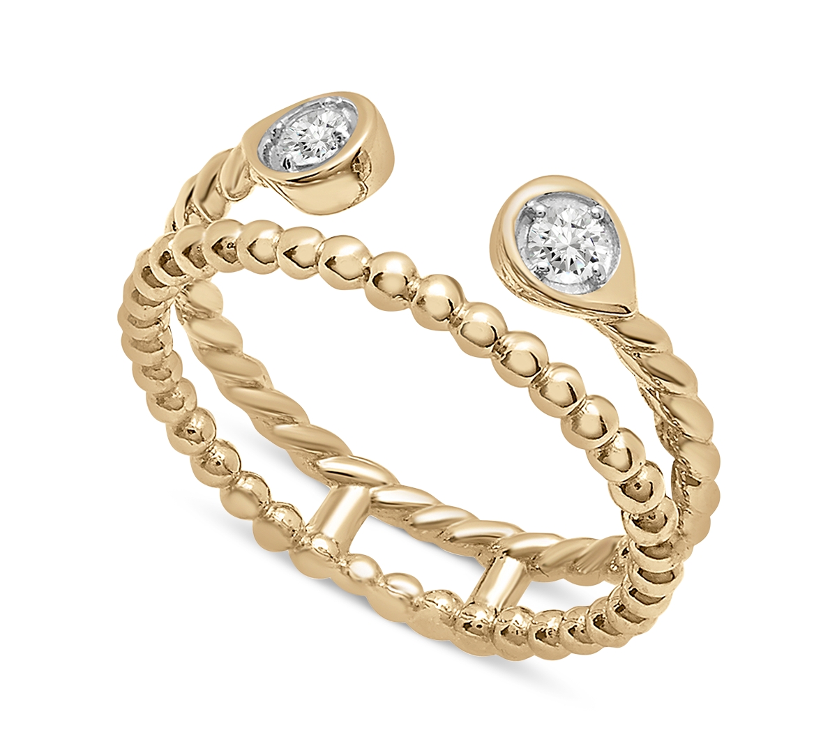 Wrapped Diamond Double Band Cuff Ring (1/6 Ct. T.w.) In 10k Gold, Created For Macy's In K Yellow Gold