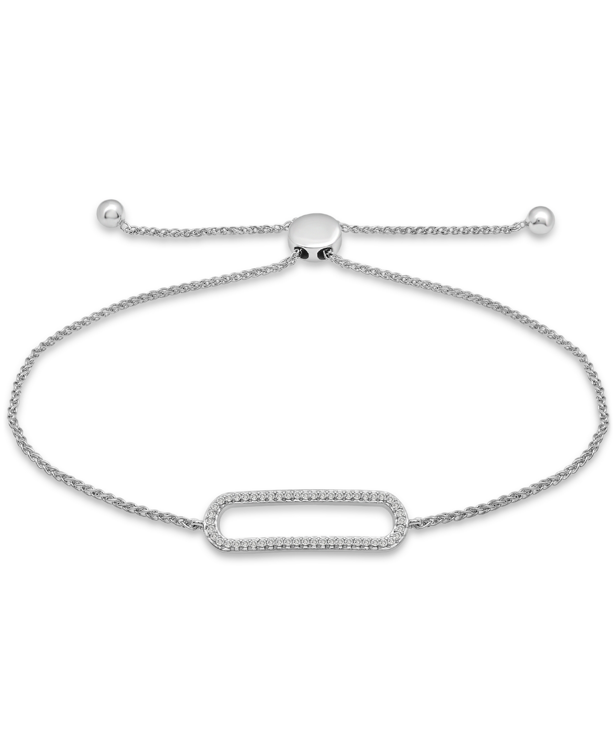 Wrapped Diamond Pave Large Link Bolo Bracelet (1/6 Ct. T.w.) In 10k White Gold, Created For Macy's