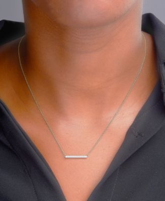 Diamond Bar Pendant Necklace (1/6 ct. t.w.) in 14k White Gold or 14K Yellow Gold, 18" + 2" extender, Created for Macy's