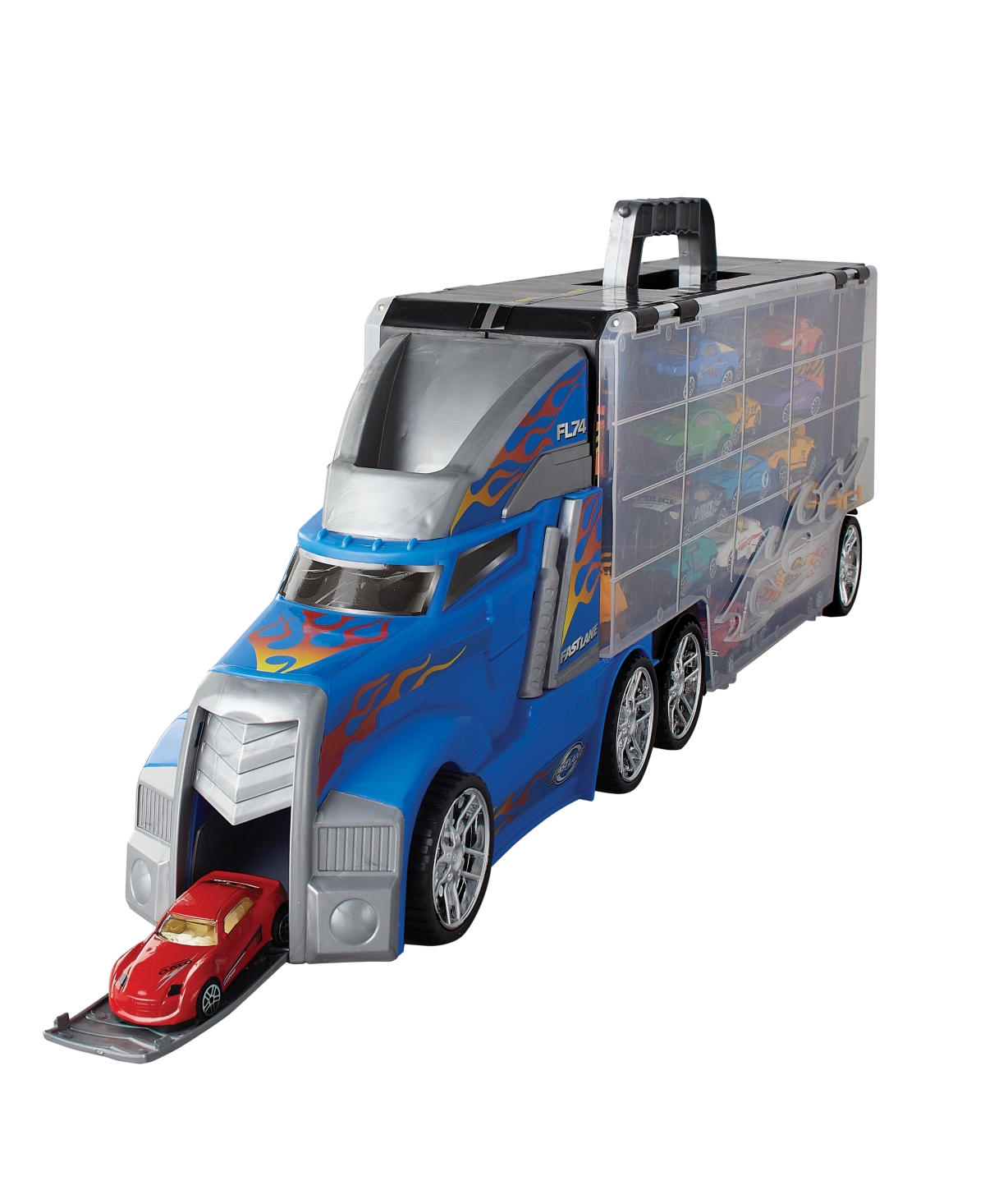 Fast Lane Truck Carry Case With 12 Diecast Vehicles And 14 Accessories, Created For You By Toys R Us In Multi