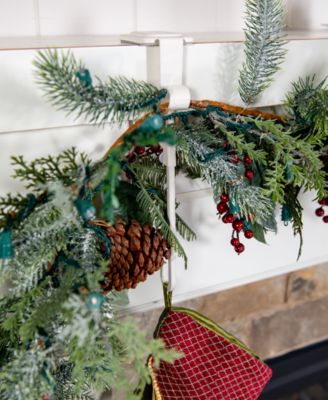 Village Lighting Garland and christmas stocking holder for mantle, 3 Pack
