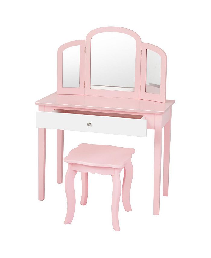 Costway Kids Vanity Set Princess Makeup Dressing Play Table Set