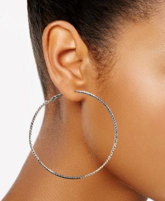 Silver-Tone 6-Pc. Set Mixed Crystal Stud & Textured Hoop Earrings