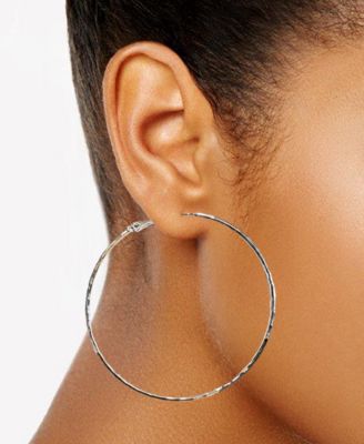Silver-Tone 6-Pc. Set Mixed Crystal Stud & Textured Hoop Earrings