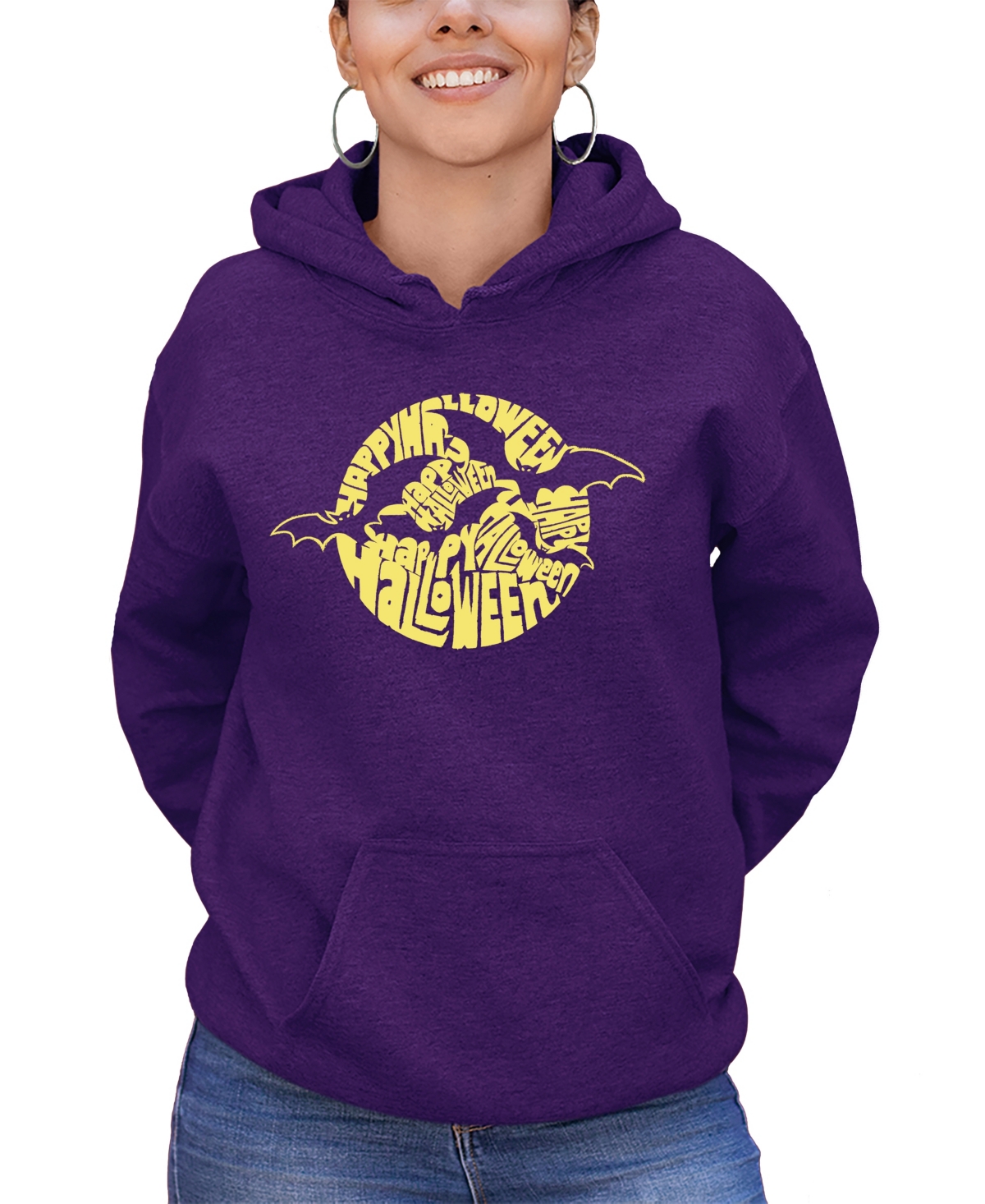 La Pop Art Women's Halloween Bats Word Art Hooded Sweatshirt
