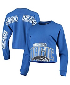Women's Blue Orlando Magic Cropped Long Sleeve T-shirt