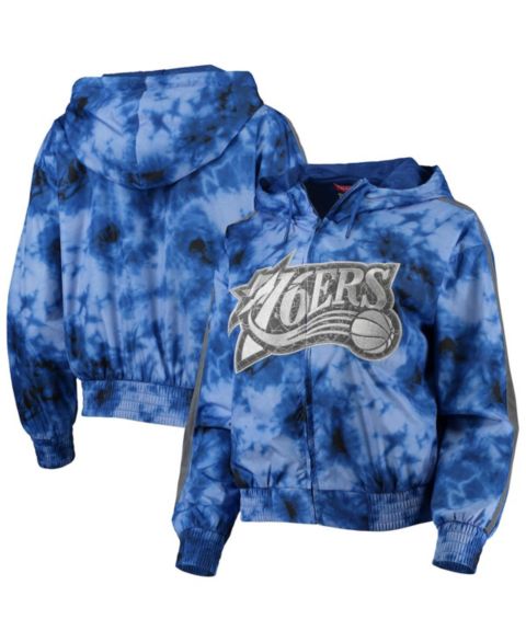Женские худи Mitchell & Ness Women's Royal Philadelphia 76ers Galaxy Sublimated Windbreaker Pullover Full-Zip Jacket