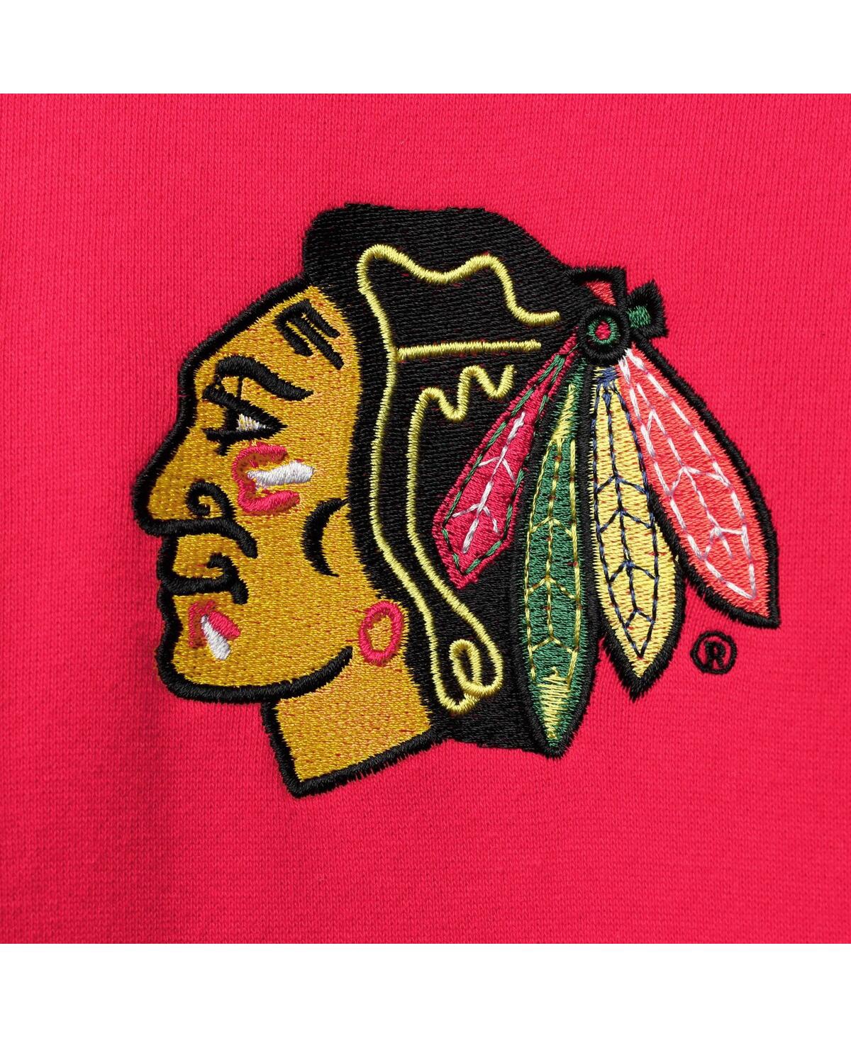 Starter Men's  Red And Black Chicago Blackhawks Playoffs Color Block Full-zip Hoodie In Red,black