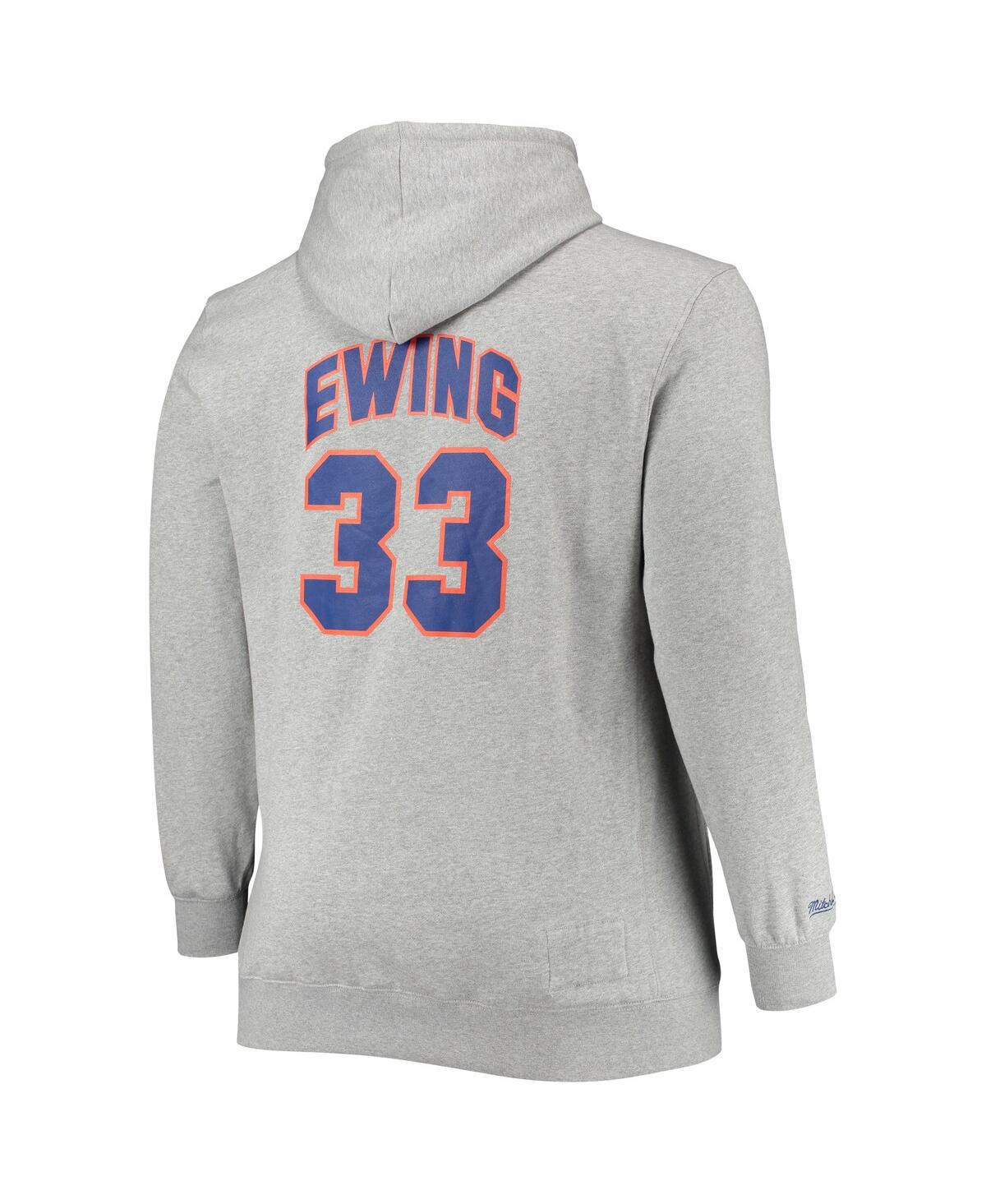 Shop Mitchell & Ness Men's  Patrick Ewing Heathered Gray New York Knicks Big And Tall Name And Number Pull