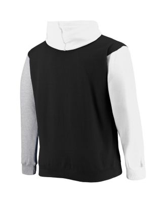 Men's Black and White Brooklyn Nets Big and Tall Double Contrast Pullover Hoodie