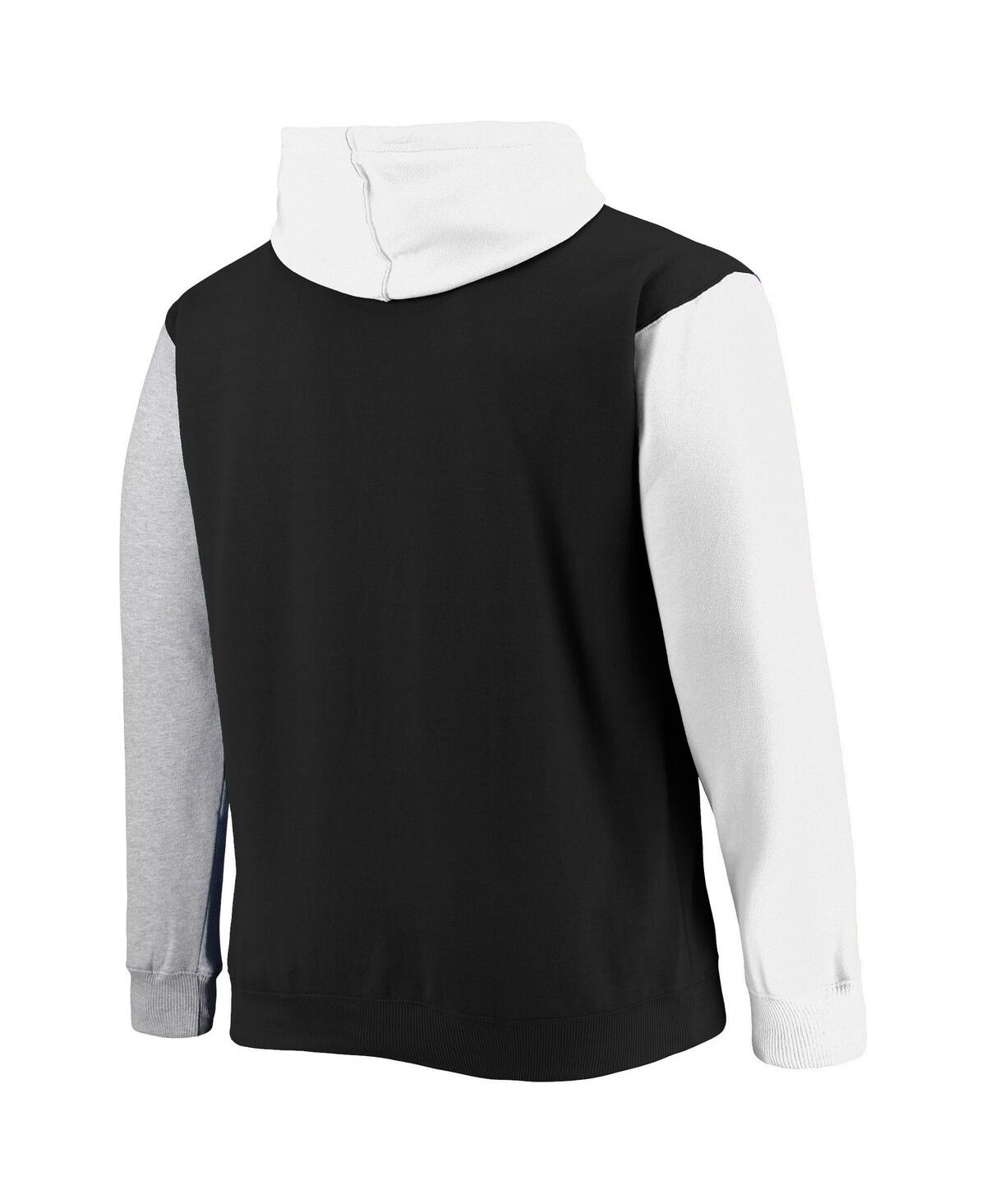 Fanatics Men's  Black And White Brooklyn Nets Big And Tall Double Contrast Pullover Hoodie In Black,white