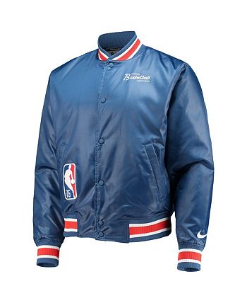 Nike Men's Blue NBA 75th Anniversary Courtside Satin Full-Snap Jacket ...