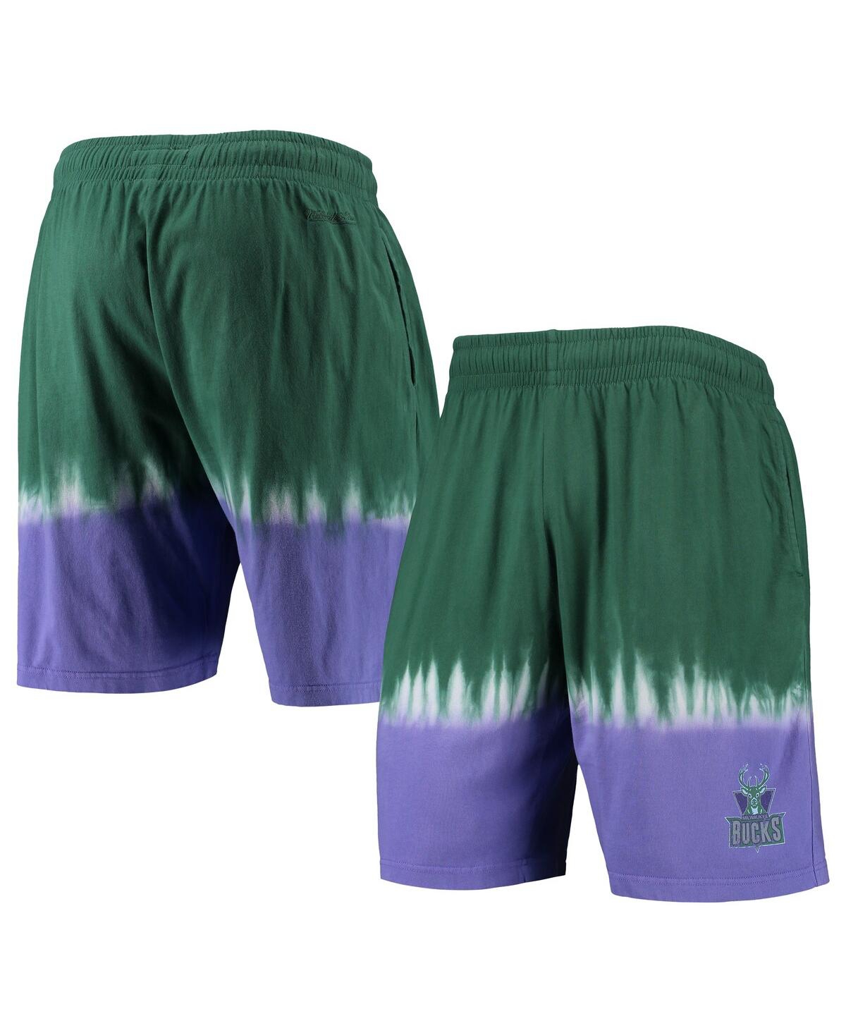 Mitchell & Ness Men's  Green And Purple Milwaukee Bucks Hardwood Classic Authentic Shorts In Green,purple