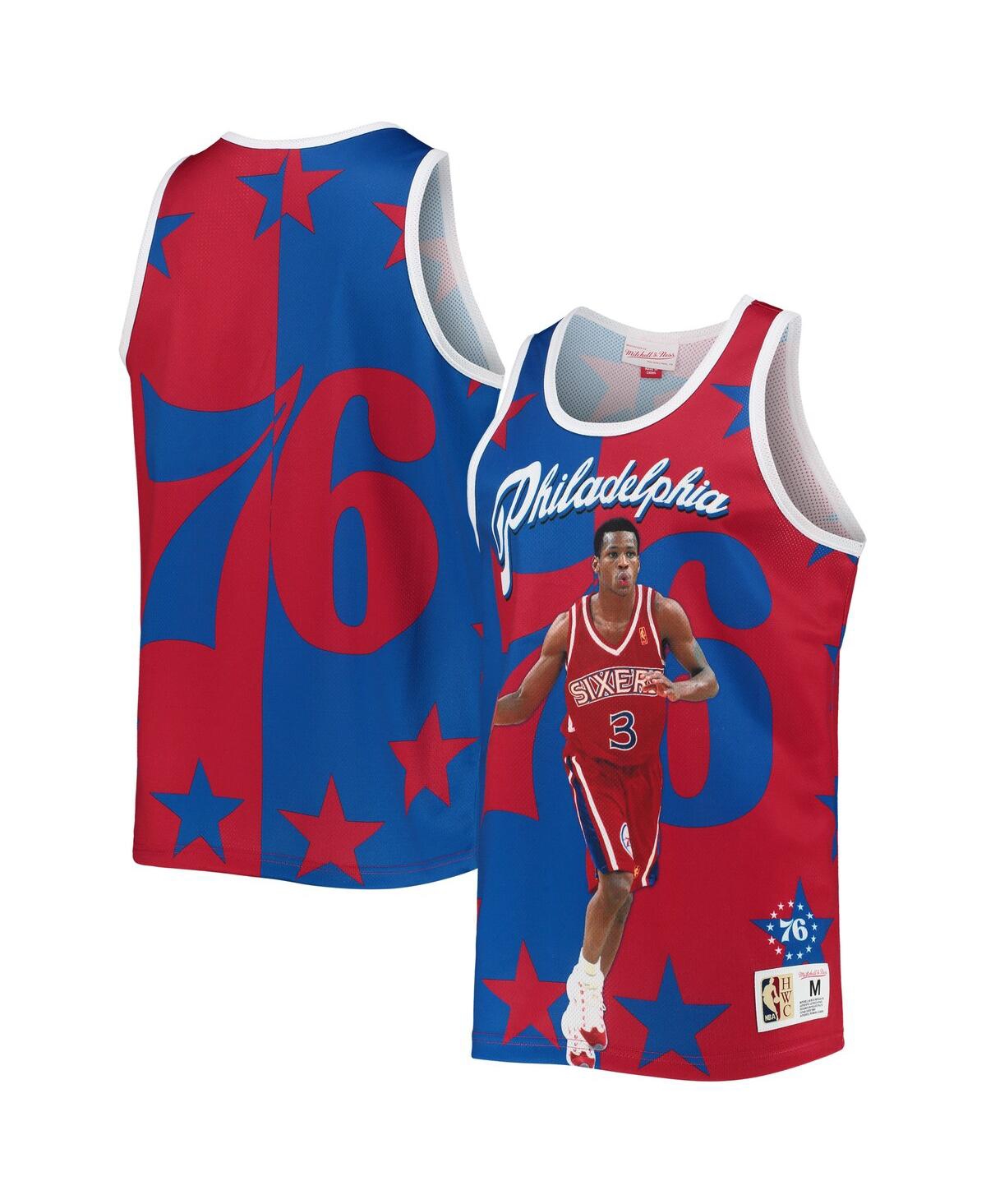Mitchell & Ness Men's  Allen Iverson Royal And Red Philadelphia 76ers Sublimated Player Tank Top In Royal,red