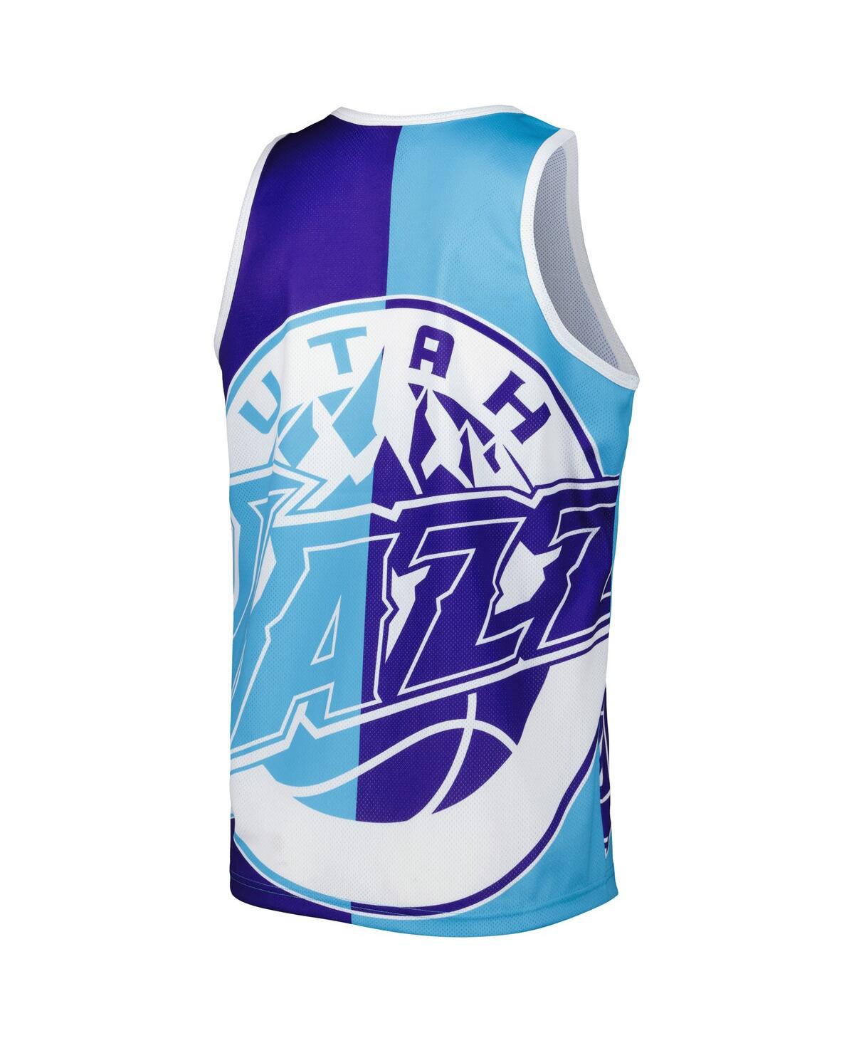 Mitchell & Ness Men's  Karl Malone Purple And Turquoise Utah Jazz Sublimated Player Tank Top In Purple,turquoise
