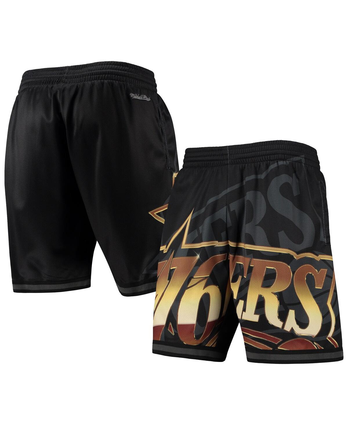 Mitchell & Ness Men's  Black Philadelphia 76ers Big Face 4.0 Fashion Shorts In Black