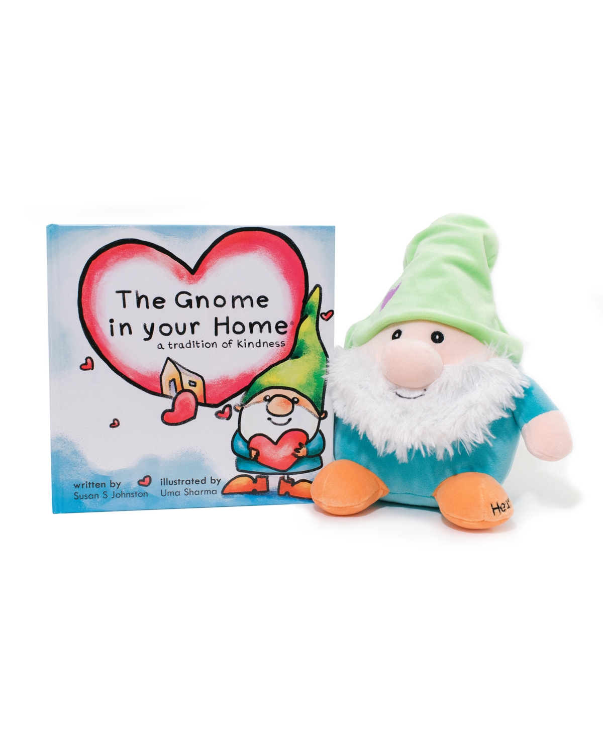 Gnome In Your Home Baby Plush Toy With Hardcover Children's Book, 2 Piece Set In Green