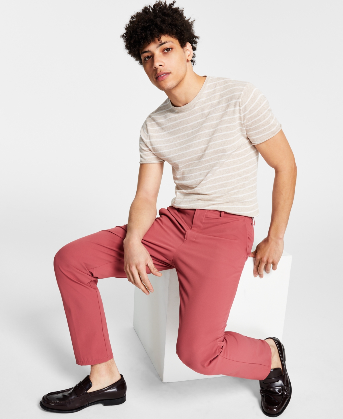 Calvin Klein Men's Slim Fit Tech Solid Performance Dress Pants In Red |  ModeSens