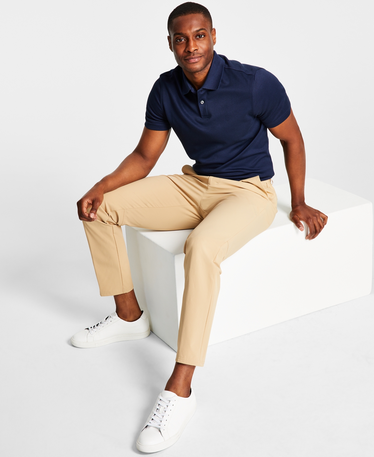 Calvin Klein Men's Slim Fit Tech Solid Performance Dress Pants In Khaki |  ModeSens