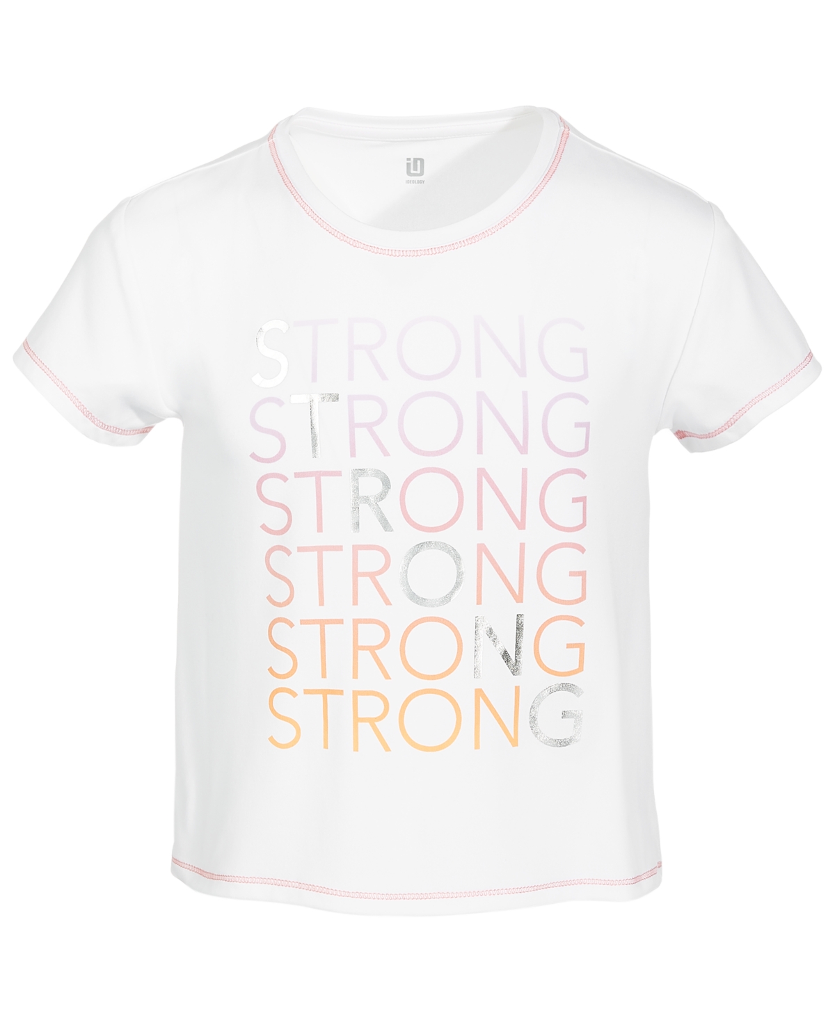 Id Ideology Big Girls Strong Graphic-print T-shirt, Created For Macy's In Bright White