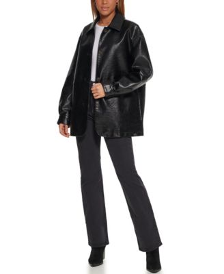 【Le】Faux leather over-fit blazer PK24-8027-
