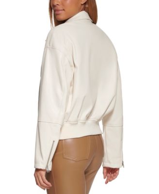 Women's Faux Leather Lightweight Bomber Jacket