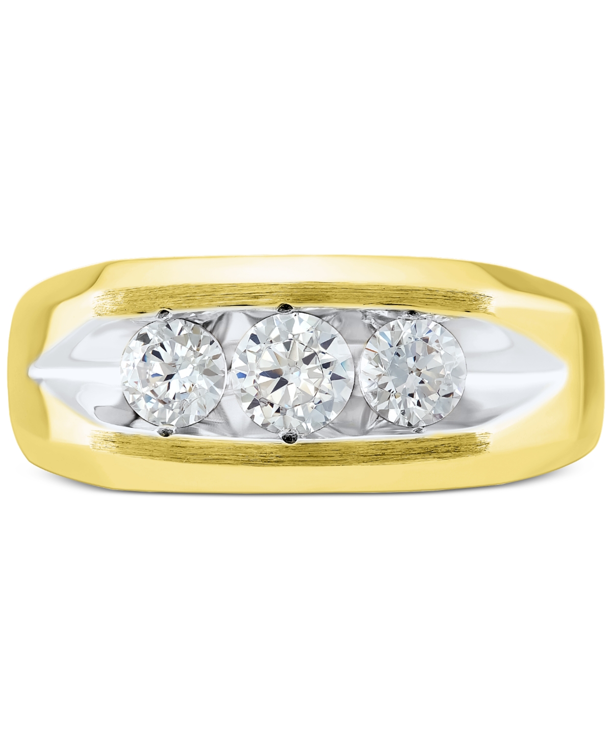 Grown With Love Men's Lab Grown Diamond Three Stone Ring (1 ct. t.w.) in 10k Gold