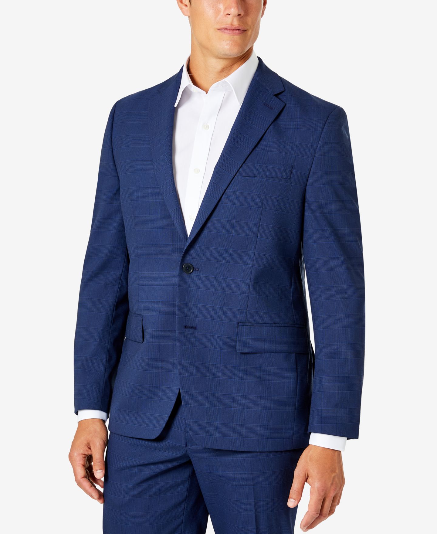 Мужской костюм-двойка Van Heusen классического кроя, цвет: Тёмно-синий клетчатый — фото 3