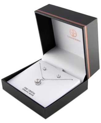 2-Pc. Set Crystal & Cubic Zirconia Halo Pendant Necklace & Solitaire Stud Earrings, Created for Macy's
