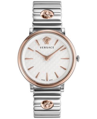 Versace - Women's Swiss V-Circle Logomania Two Tone Stainless Steel Bracelet Watch 38mm