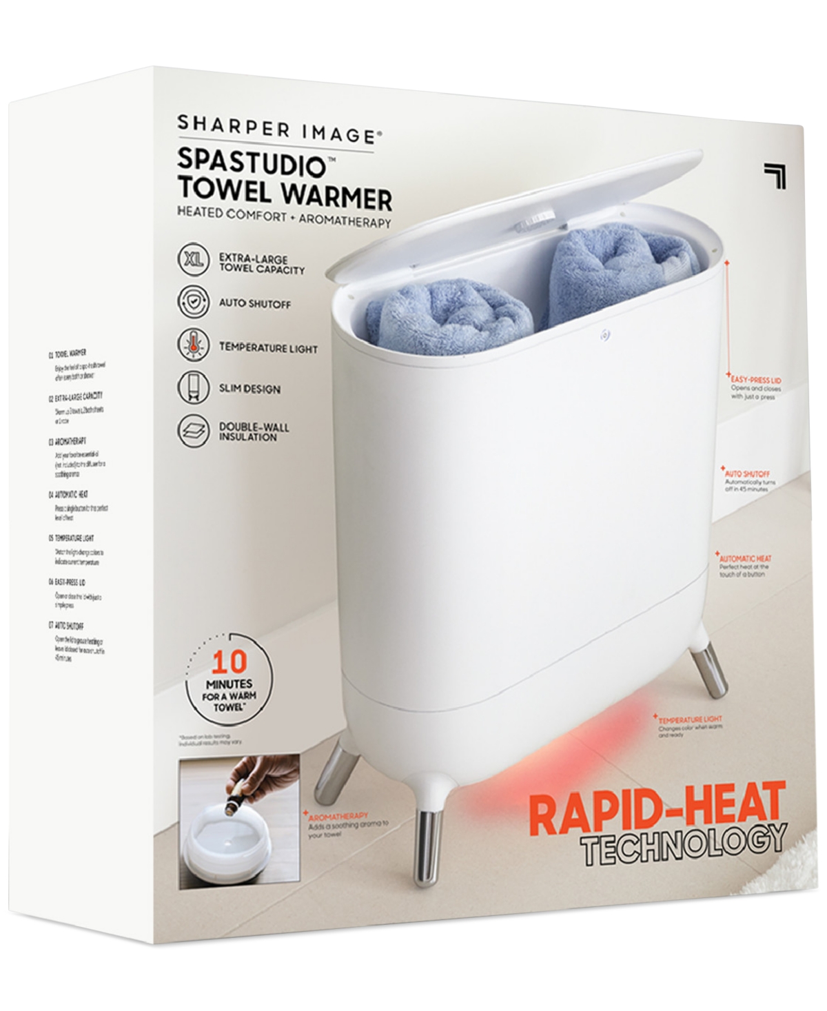 Sharper Image Spastudio Automatic Towel Warmer In White