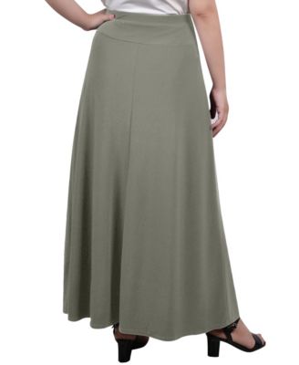 Women's Maxi A-Line Skirt with Front Faux Belt and Ring Detail