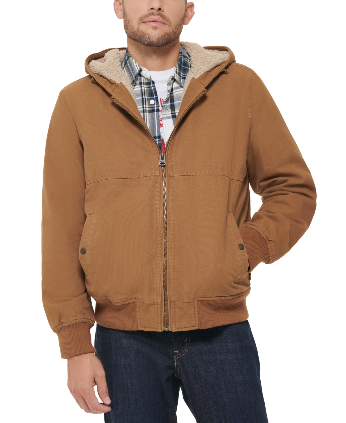 UPC 191900586555 product image for Levi's Men's Cotton Workwear Sherpa Hooded Bomber Jacket | upcitemdb.com