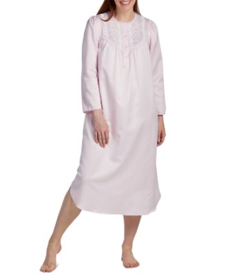 Miss Elaine Petite Long Sleeve Lace Trim Nightgown Macy s