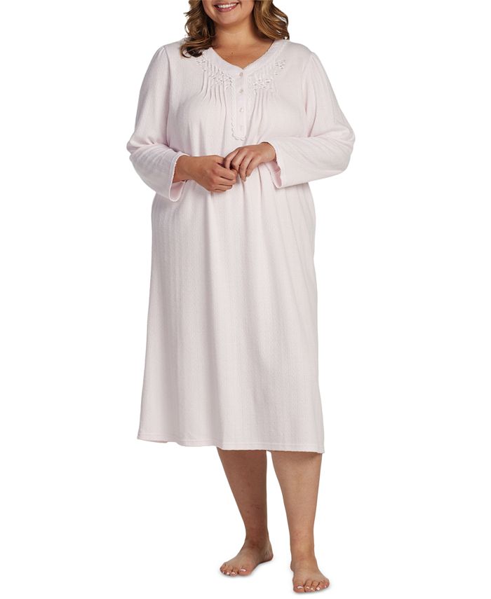 Miss Elaine Women's Plus Size Embroidered Knit Nightgown & Reviews ...