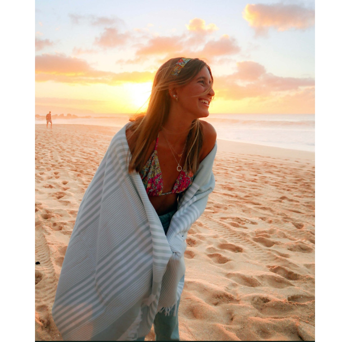 Delilah Home 100% Organic Cotton, Sand Resistant, Sunset Towel, 36