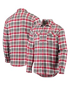 Men's Red, Gray Detroit Red Wings Ease Plaid Button-Up Long Sleeve Shirt